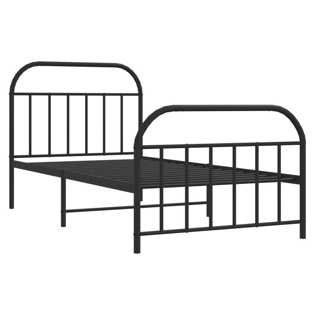 vidaXL Cadre de lit métal sans matelas avec pied de lit noir 100x190cm