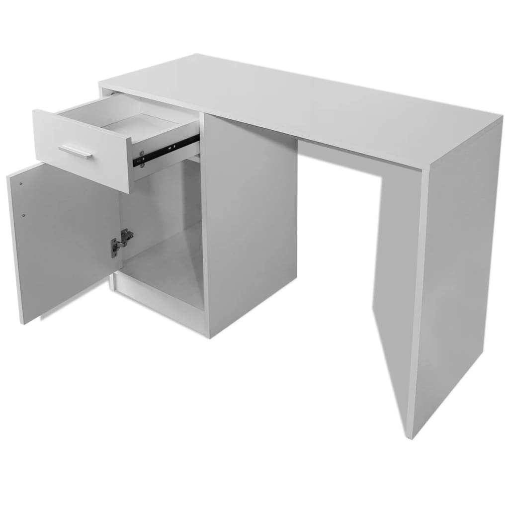 vidaXL Bureau avec tiroir et placard 100x40x73 cm Blanc