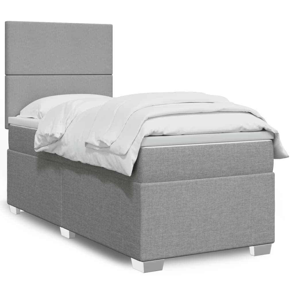 vidaXL Sommier à lattes de lit avec matelas Gris clair 90x200 cm Tissu