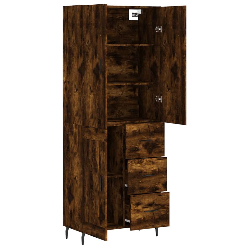 vidaXL Buffet haut Chêne fumé 69,5x34x180 cm Bois d'ingénierie