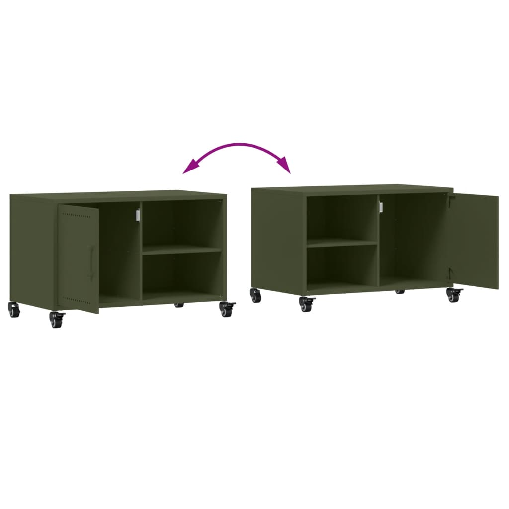 vidaXL Meuble TV vert olive 68x39x43,5 cm acier