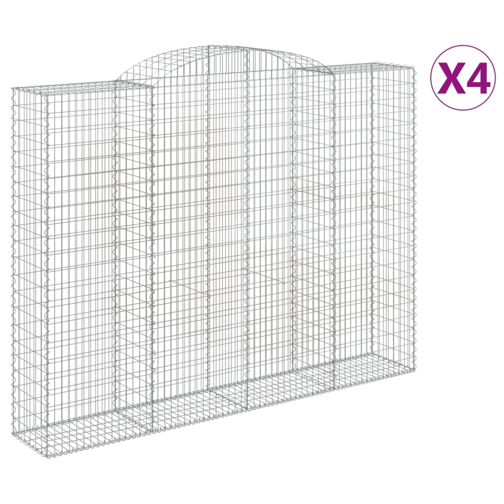 vidaXL Paniers à gabions arqués 4 pcs 300x50x220/240 cm fer galvanisé