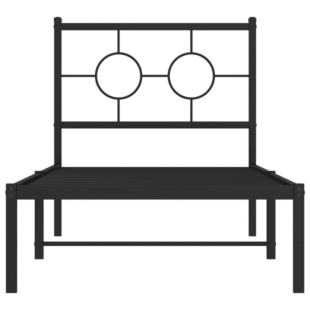 vidaXL Cadre de lit métal sans matelas avec tête de lit noir 75x190 cm