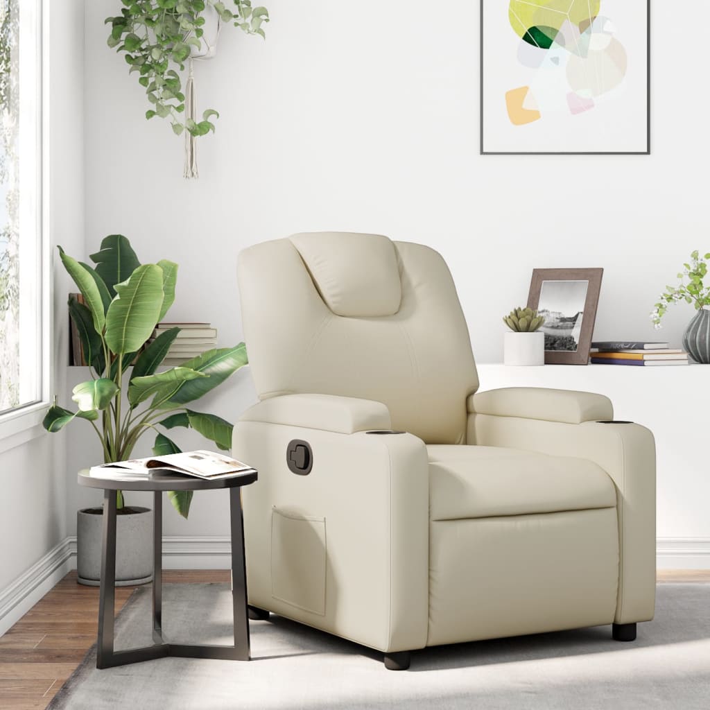 vidaXL Fauteuil inclinable Crème Similicuir