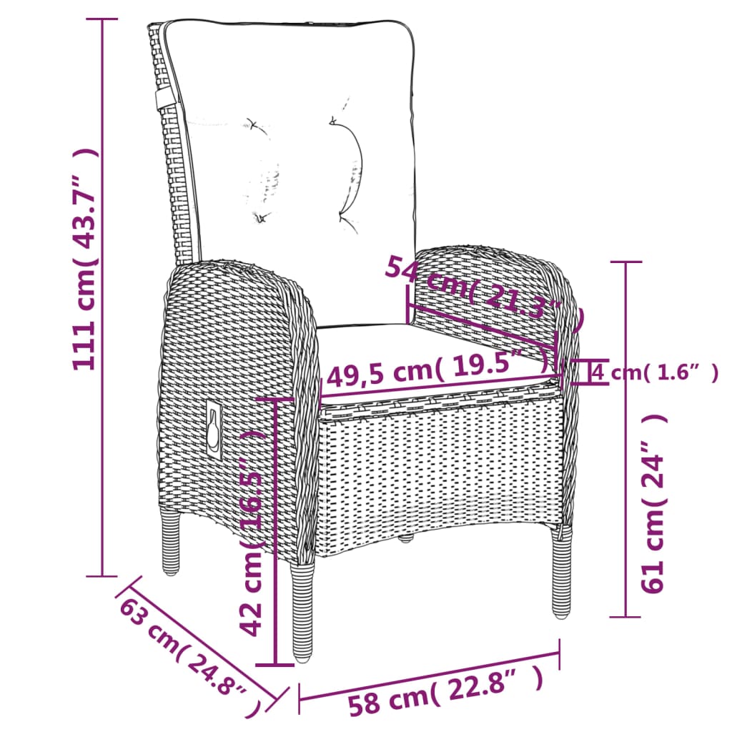 vidaXL Ensemble à manger de jardin 7 pcs Résine tressée Noir