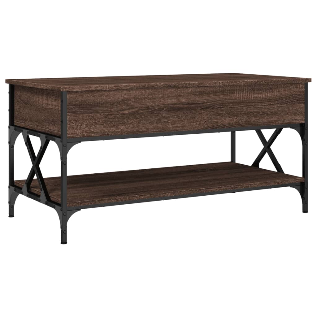 vidaXL Table basse chêne marron 100x50x50cm bois d'ingénierie et métal