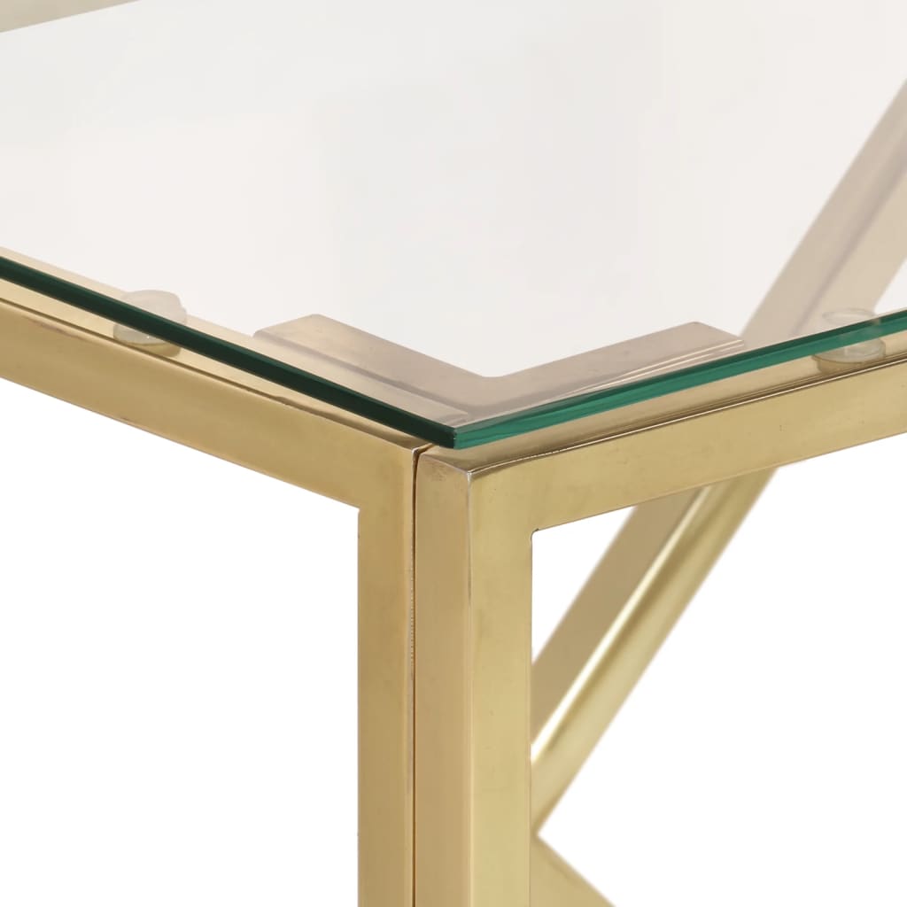 vidaXL Table console doré acier inoxydable et verre trempé