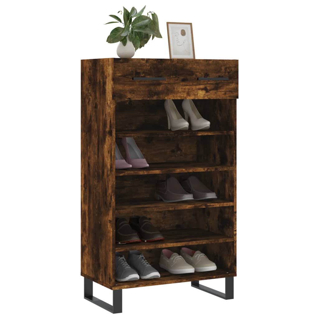 vidaXL Armoire à chaussures chêne fumé 60x35x105 cm bois d'ingénierie