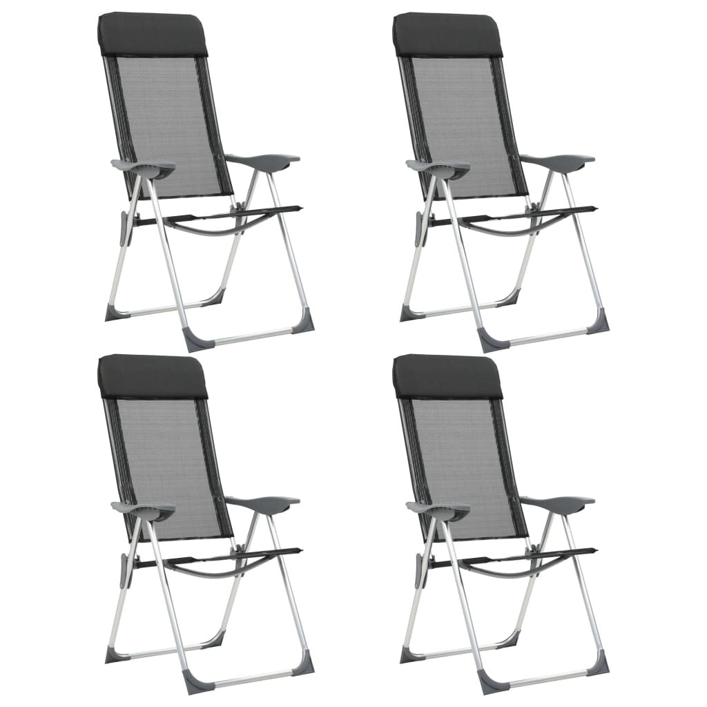 vidaXL Chaises pliables de camping lot de 4 Noir Aluminium