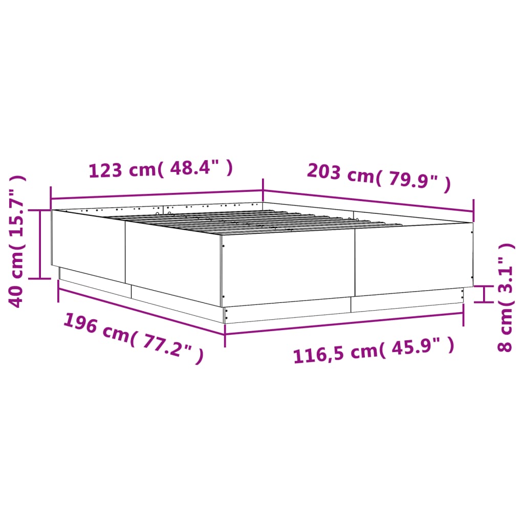 vidaXL Cadre de lit sonoma gris 120x200 cm bois d'ingénierie