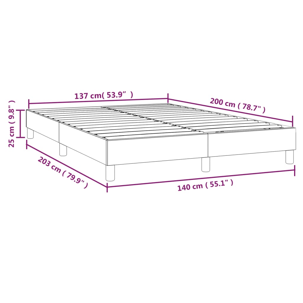 vidaXL Cadre de lit Gris 140x200 cm Similicuir