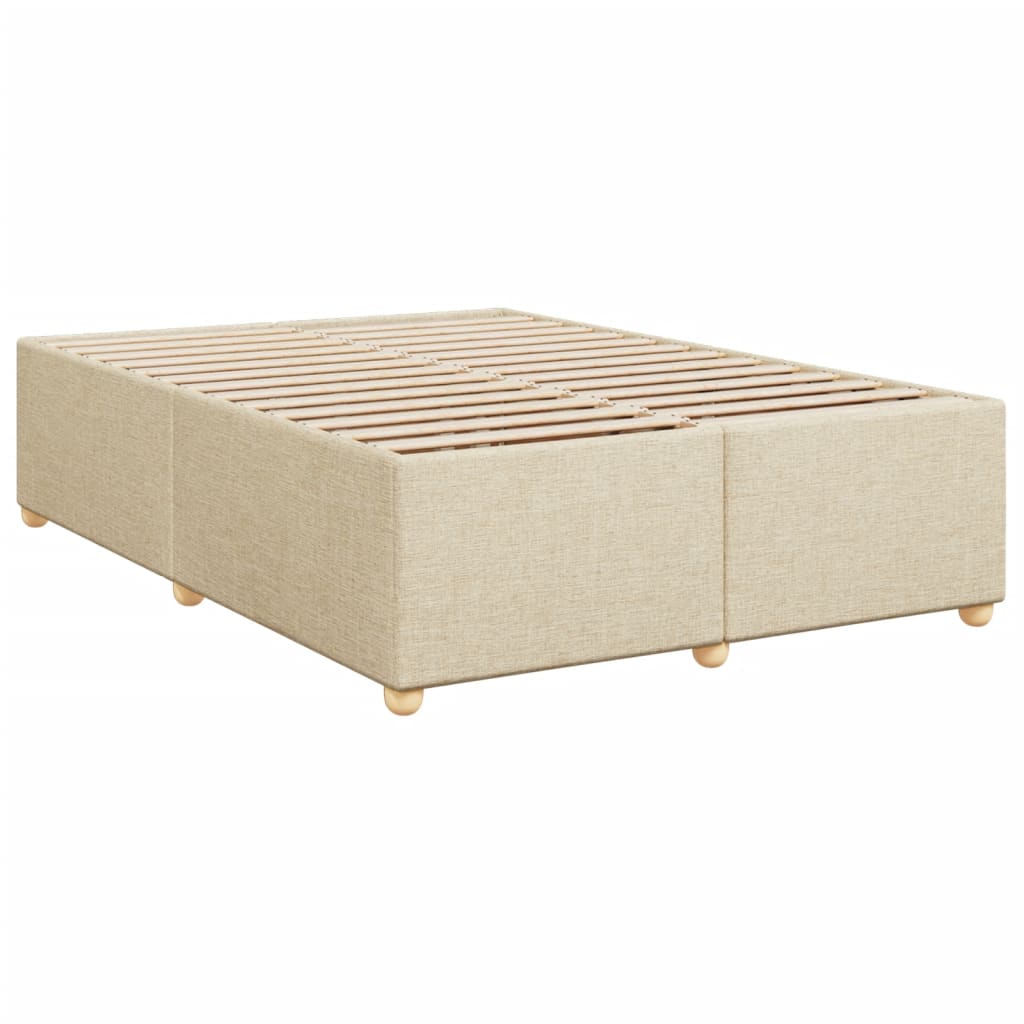 vidaXL Sommier à lattes de lit avec matelas Crème 160x200 cm Tissu