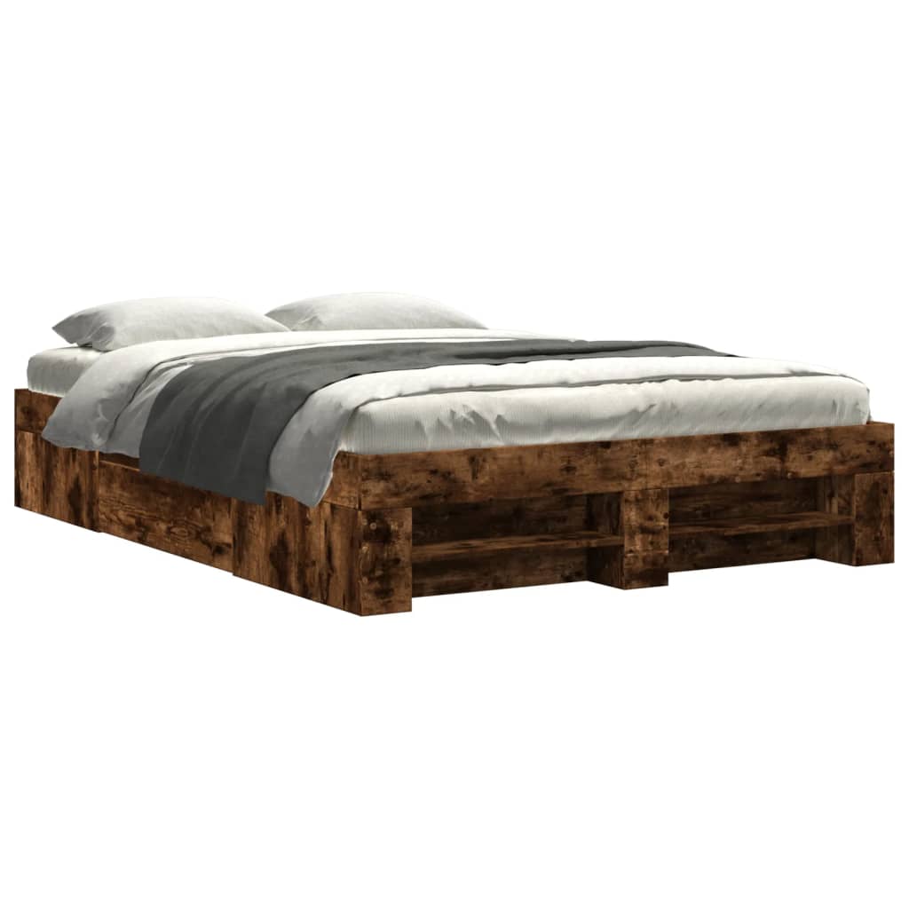 vidaXL Cadre de lit sans matelas chêne fumé 120x190 cm bois ingénierie