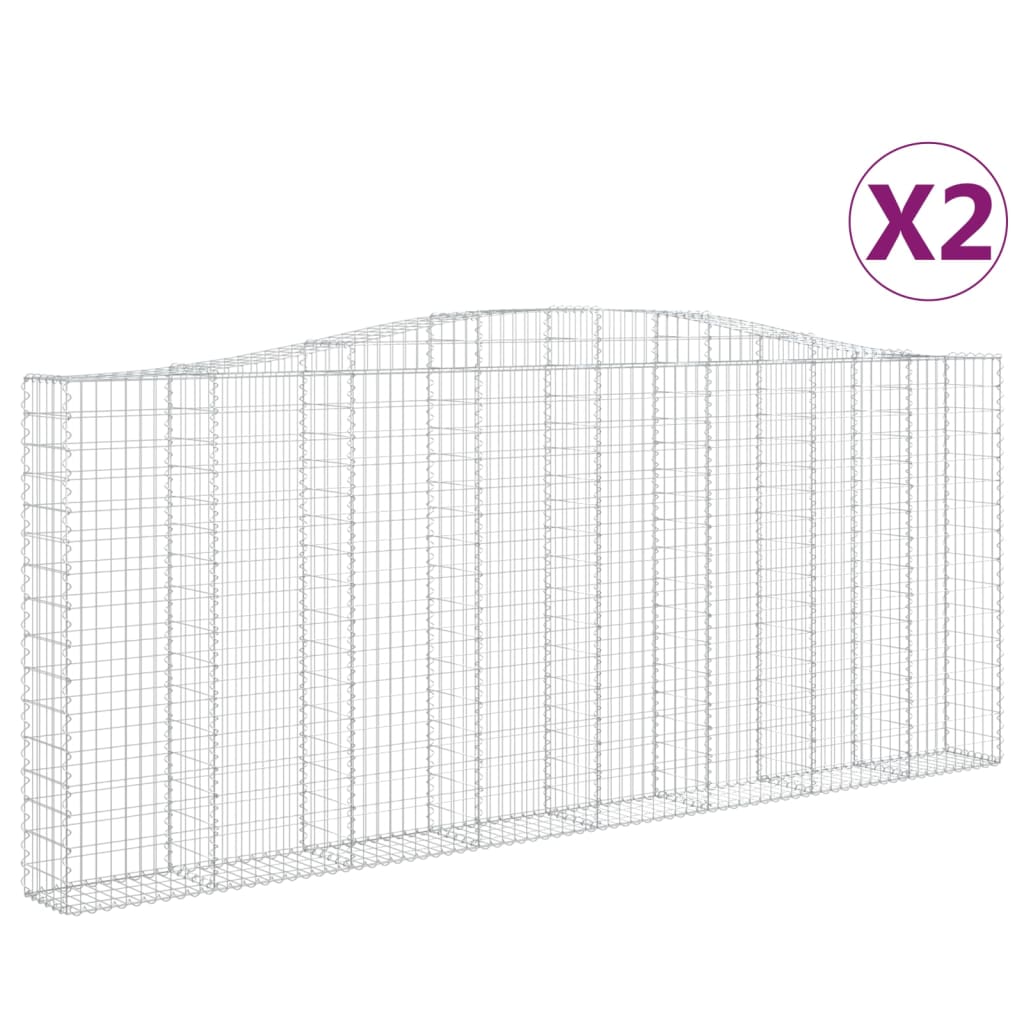 vidaXL Paniers à gabions arqués 2 pcs 400x30x160/180 cm Fer galvanisé