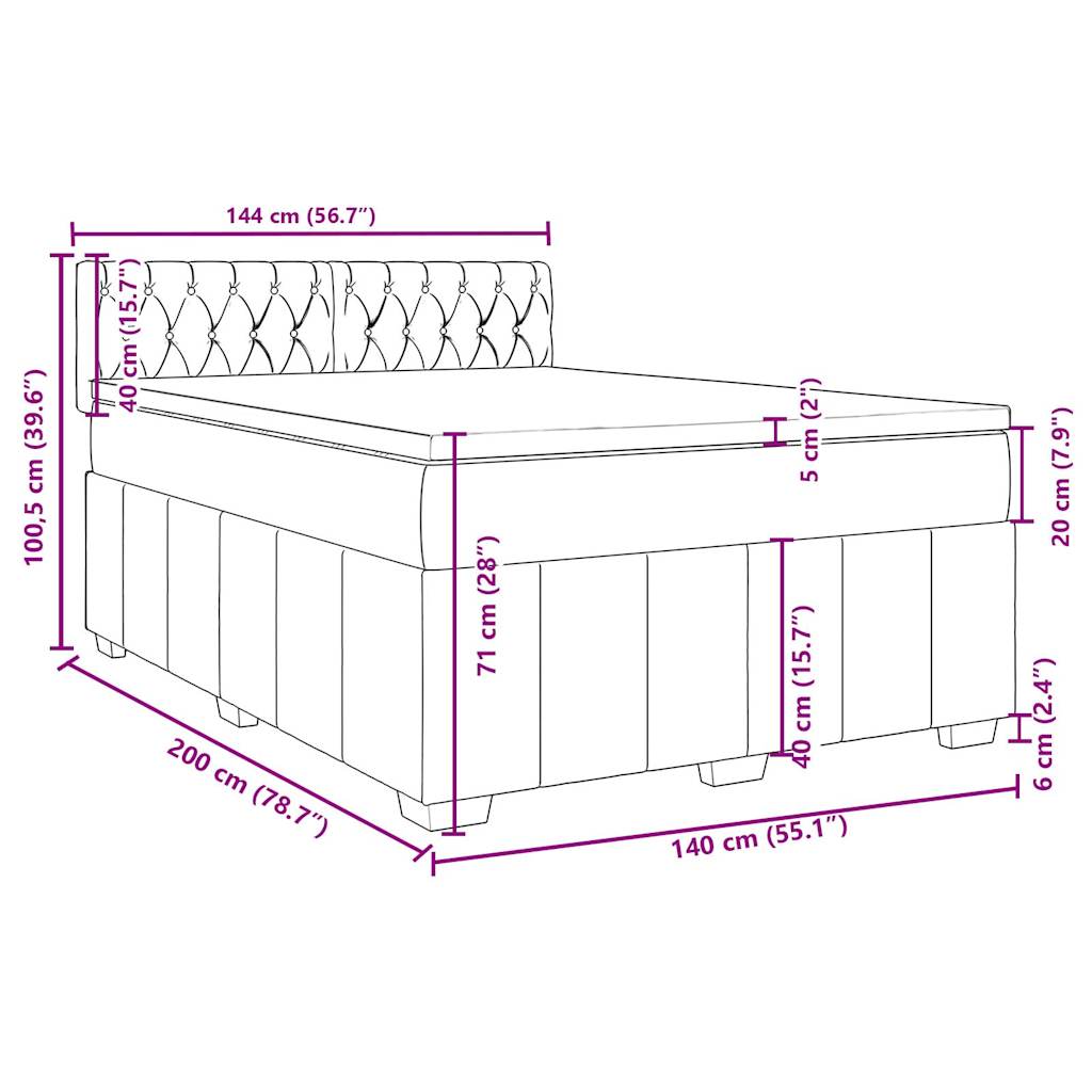 vidaXL Sommier à lattes de lit avec matelas Noir 140x200 cm Tissu