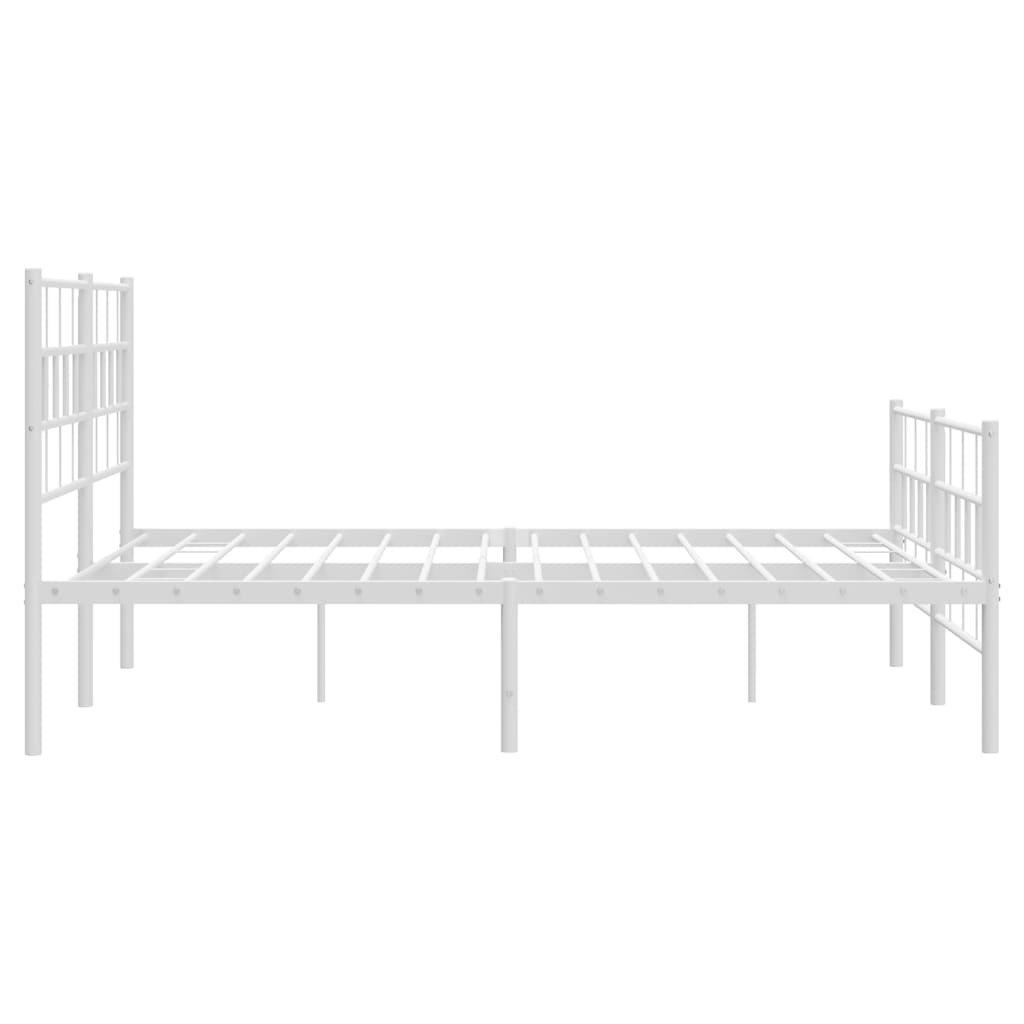 vidaXL Cadre de lit métal sans matelas et pied de lit blanc 135x190 cm