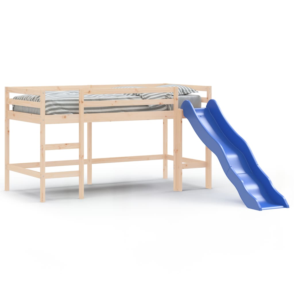 vidaXL Lit mezzanine enfants toboggan 90x190 cm bois pin massif