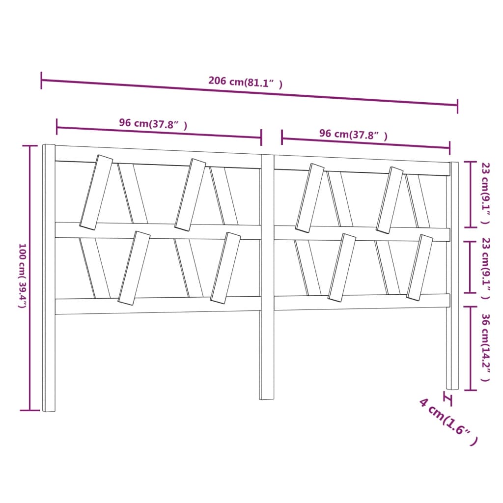 vidaXL Tête de lit Blanc 206x4x100 cm Bois massif de pin