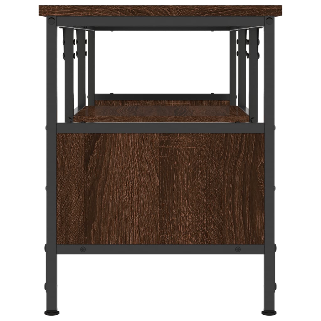 vidaXL Meuble TV chêne marron 100x35x45 cm bois d'ingénierie et fer