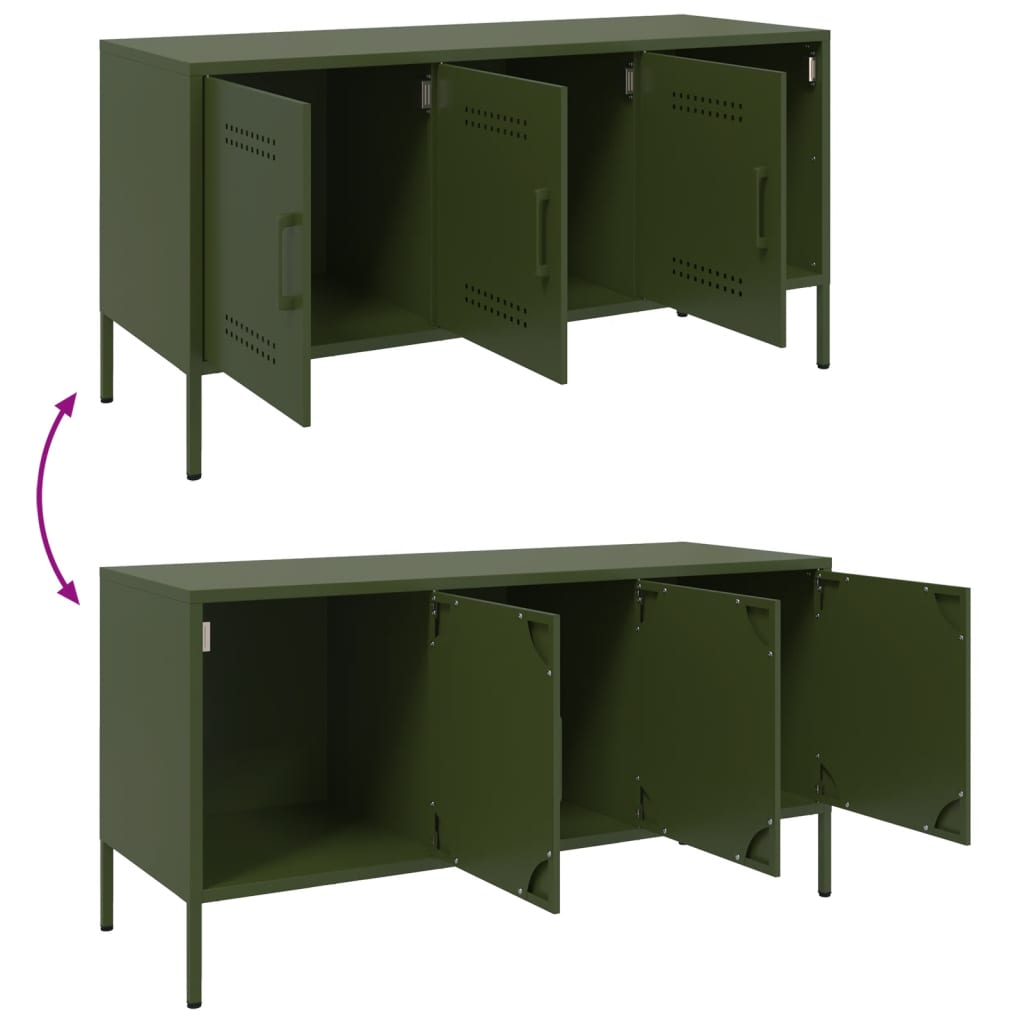 vidaXL Meuble TV vert olive 100,5x39x50,5 cm acier