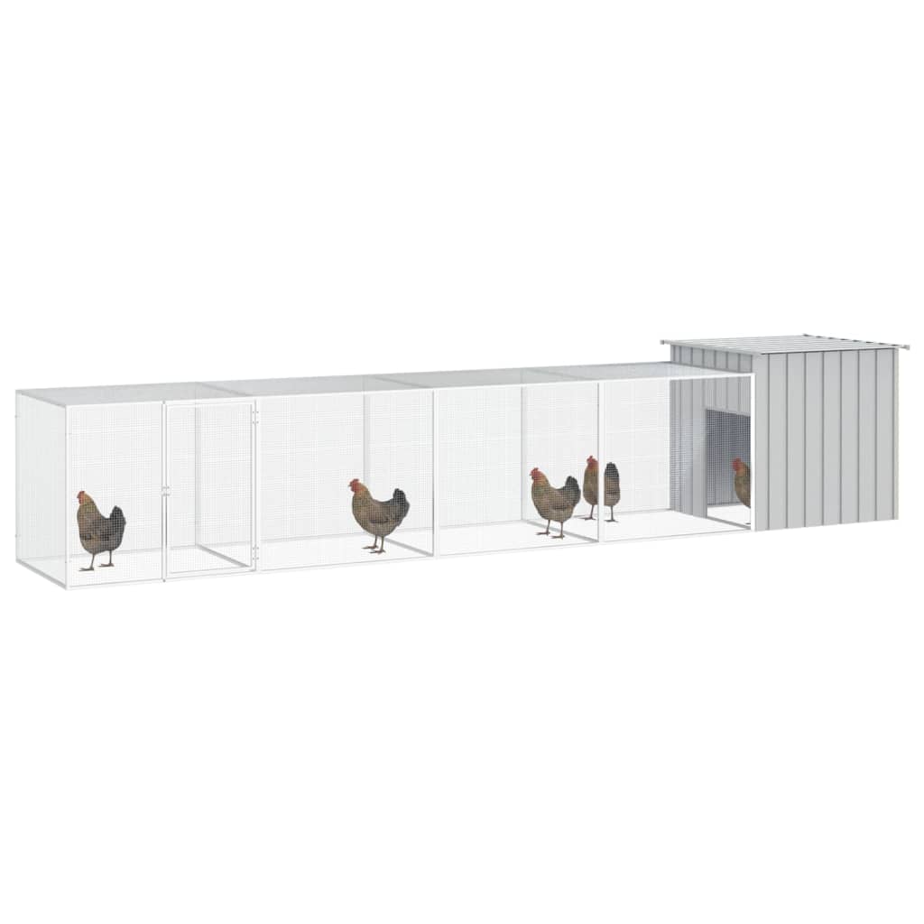 vidaXL Cage pour poules Gris 500x91x100 cm Acier galvanisé