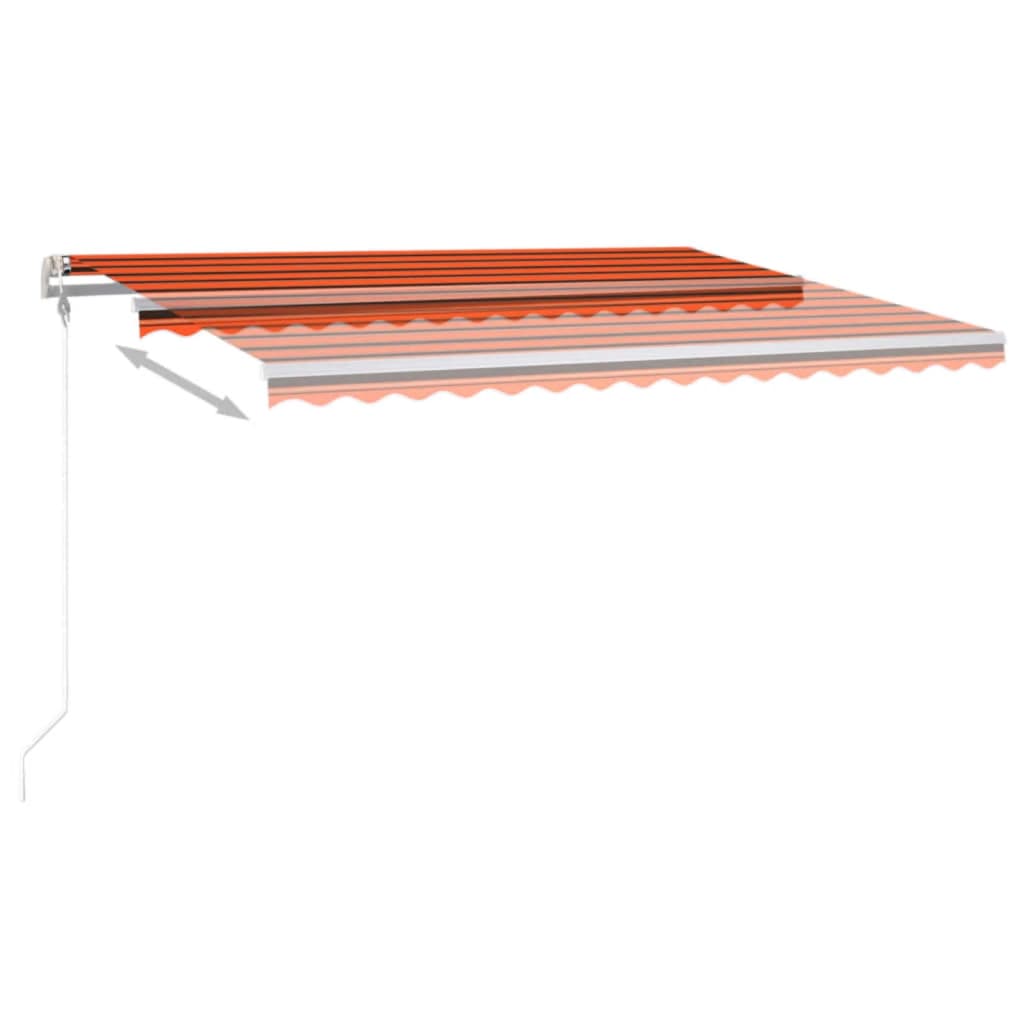 vidaXL Auvent manuel rétractable avec LED 4x3,5 m Orange et marron