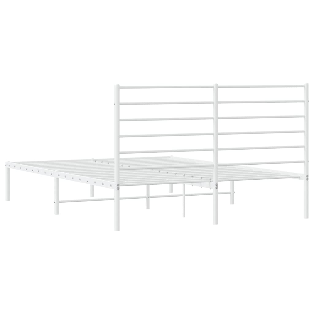 vidaXL Cadre de lit métal sans matelas et tête de lit blanc 140x190 cm