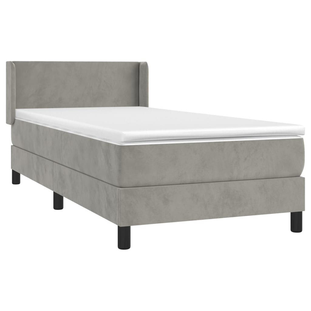 vidaXL Sommier à lattes de lit et matelas Gris clair 90x200 cm Velours