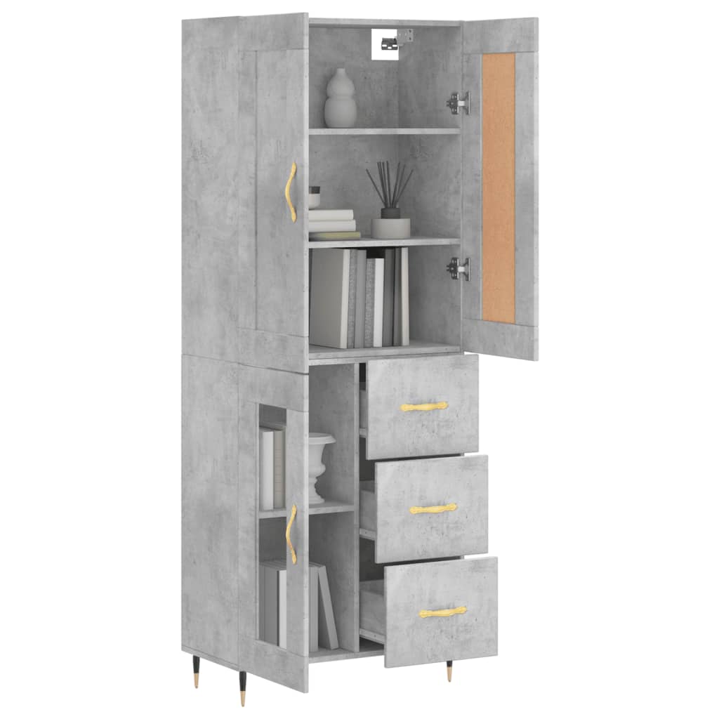 vidaXL Buffet haut Gris béton 69,5x34x180 cm Bois d'ingénierie