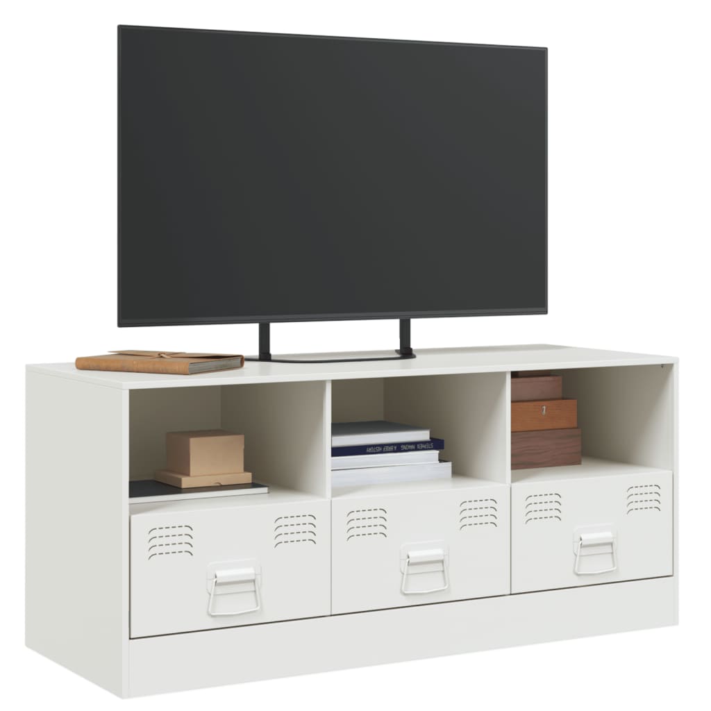 vidaXL Meuble TV blanc 99x39x44 cm acier