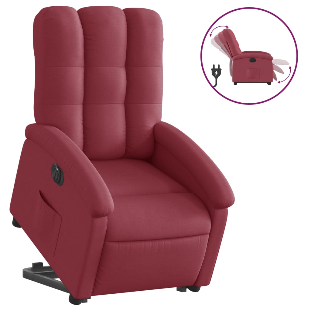 vidaXL Fauteuil inclinable électrique rouge bordeaux tissu