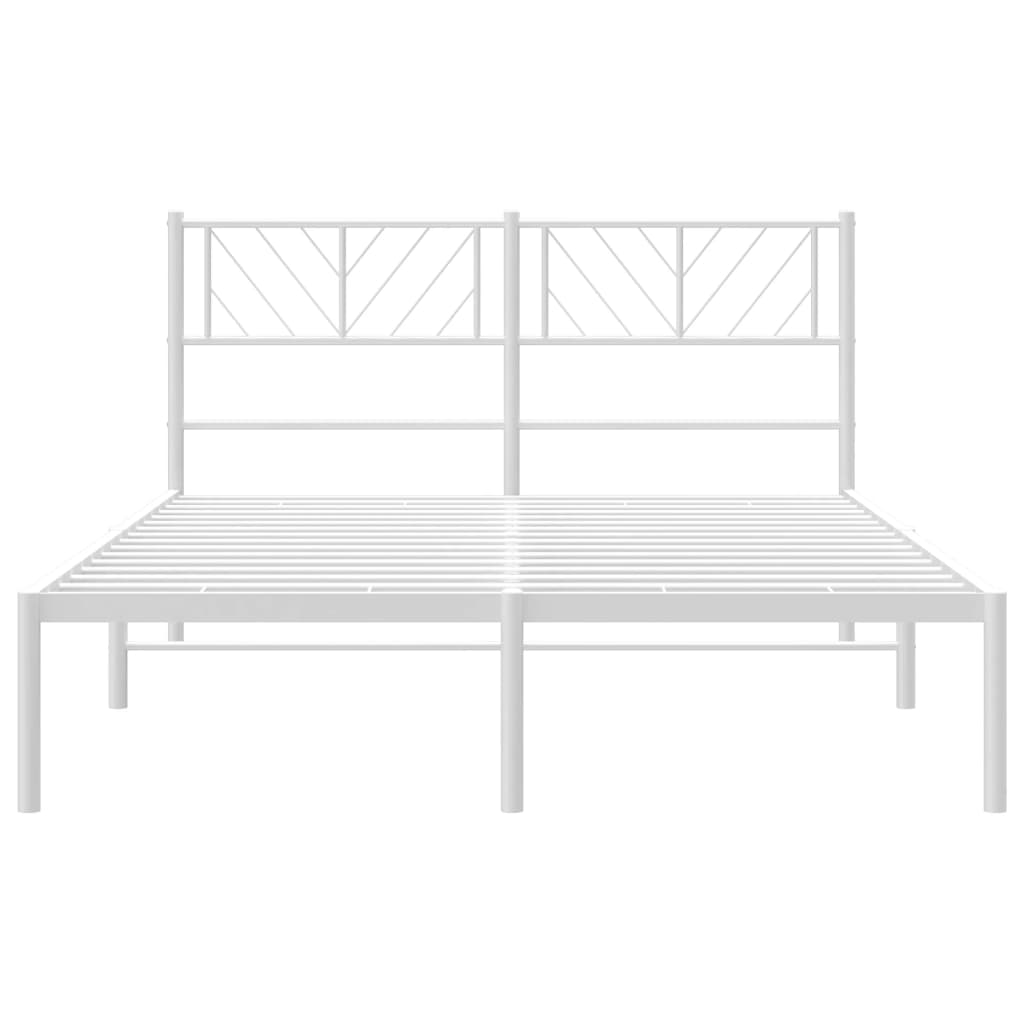 vidaXL Cadre de lit métal sans matelas et tête de lit blanc 140x190 cm