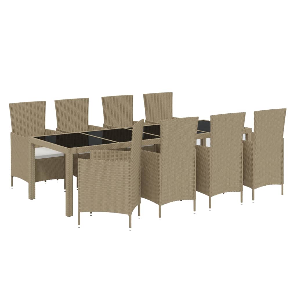 vidaXL Ensemble à dîner de jardin 9 pcs coussins Résine tressée Beige