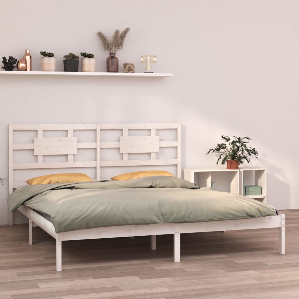 vidaXL Cadre de lit Blanc Bois massif 180x200 cm Super King