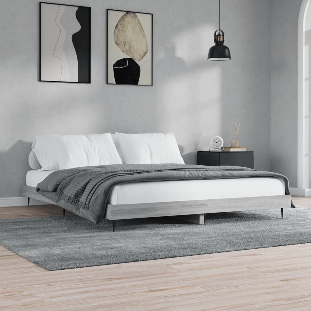 vidaXL Cadre de lit sans matelas sonoma gris 140x200 cm