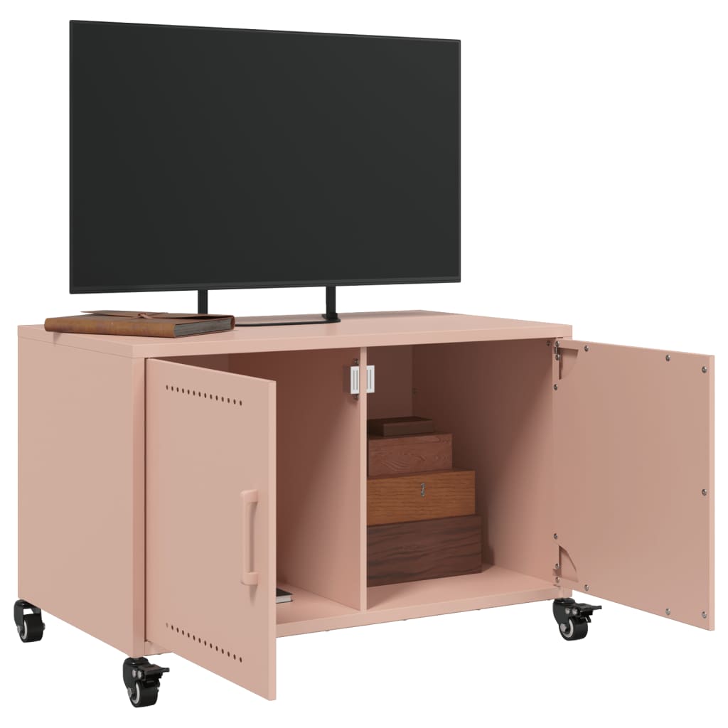 vidaXL Meuble TV rose 68x39x43,5 cm acier