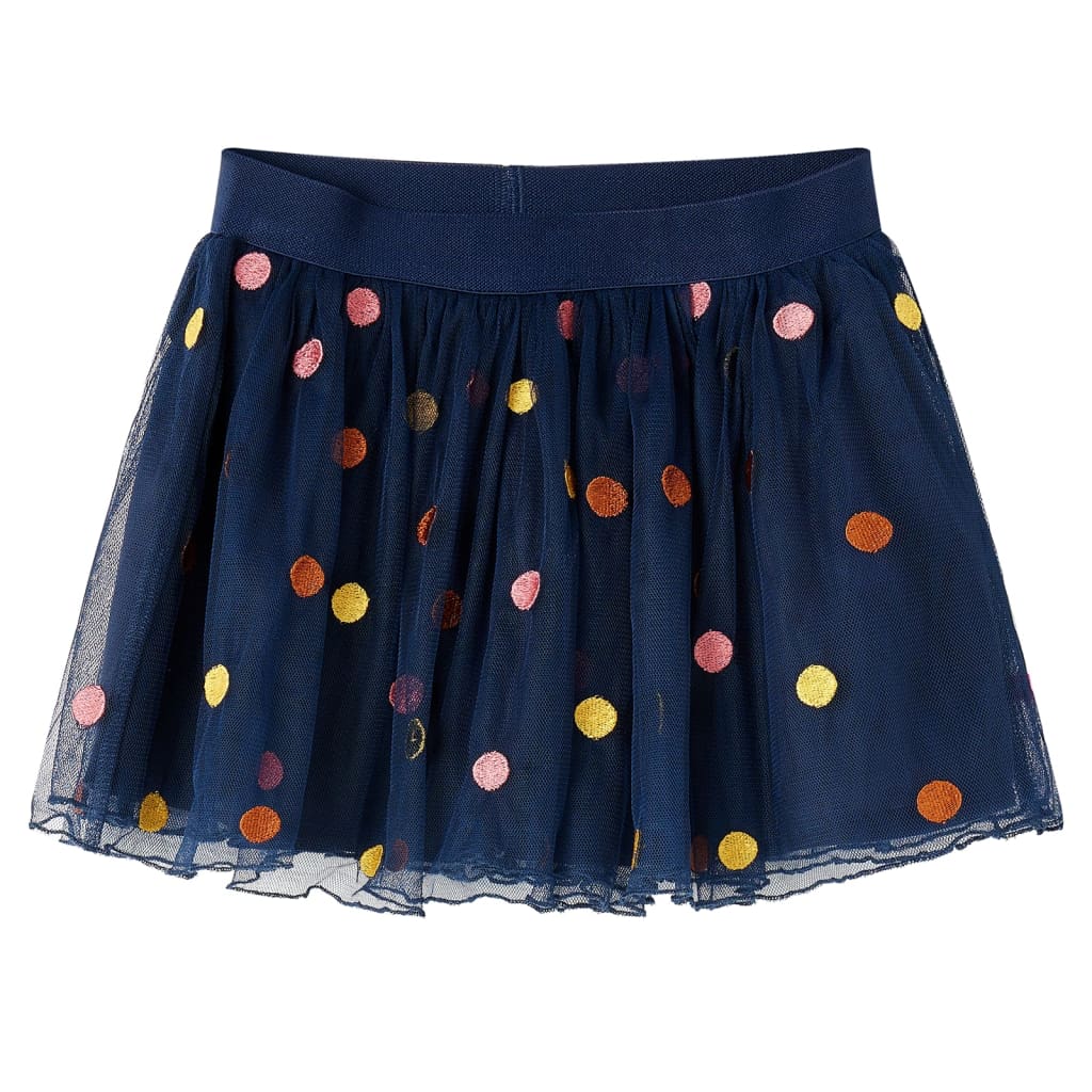 Jupe en tulle à pois pour enfants bleu marine 140