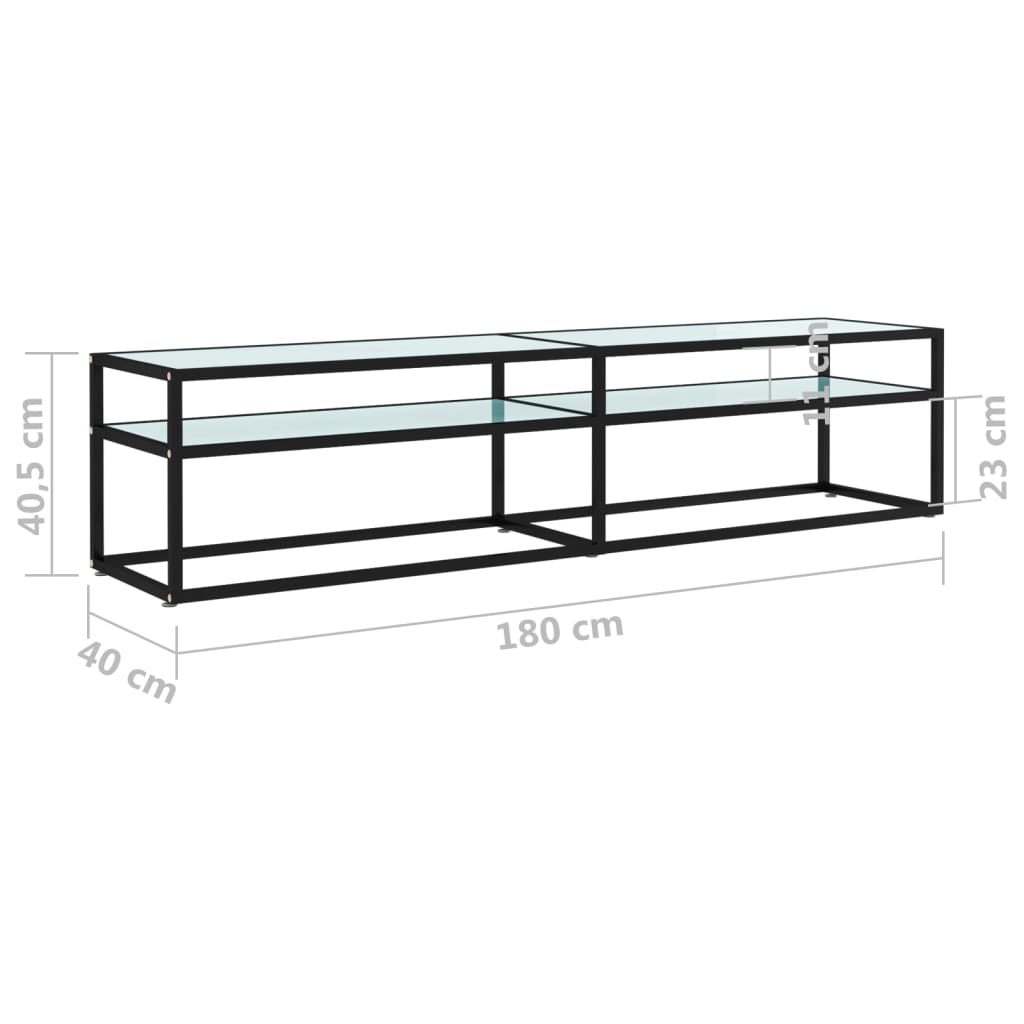 vidaXL Meuble TV Marbre blanc 180x40x40,5 cm Verre trempé