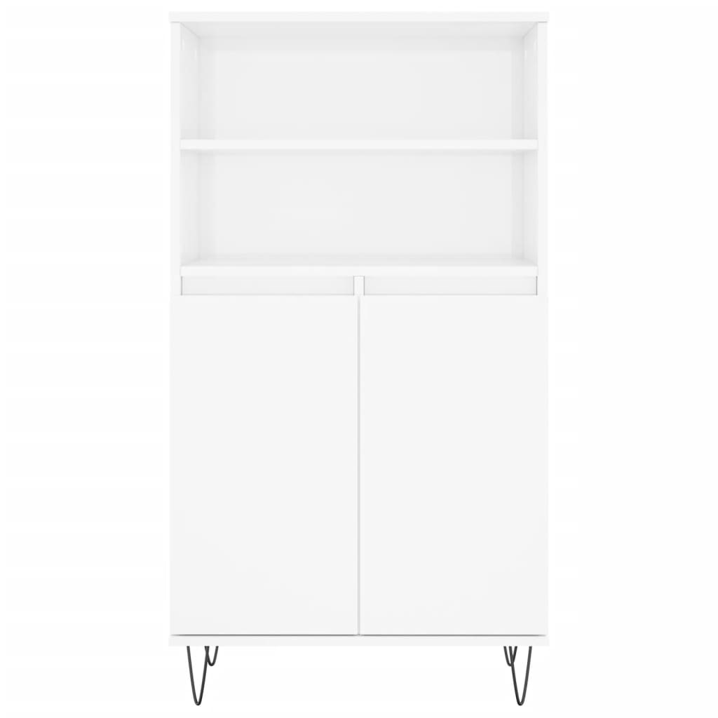 vidaXL Buffet haut Blanc brillant 60x36x110 cm Bois d'ingénierie