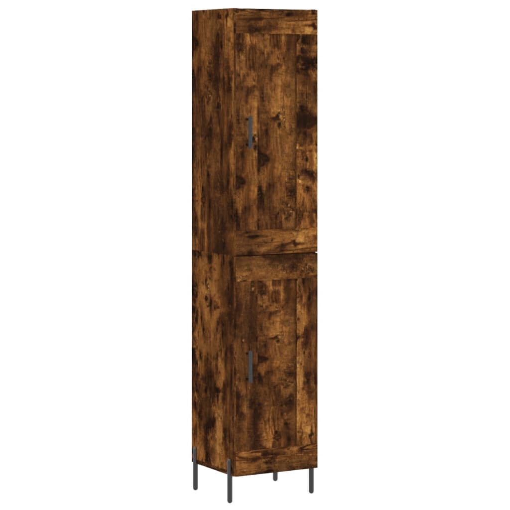 vidaXL Buffet haut Chêne fumé 34,5x34x180 cm Bois d'ingénierie