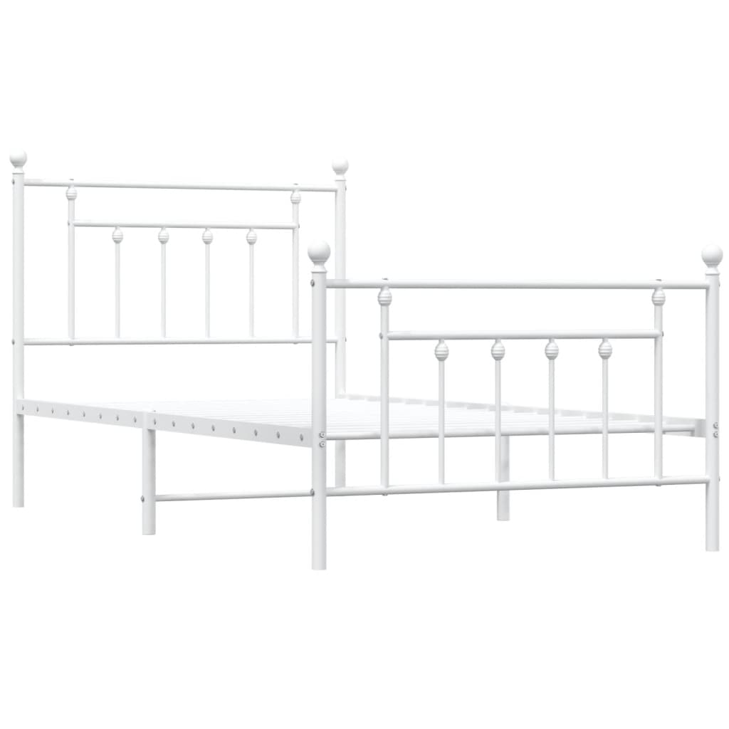 vidaXL Cadre de lit métal sans matelas et pied de lit blanc 100x190 cm