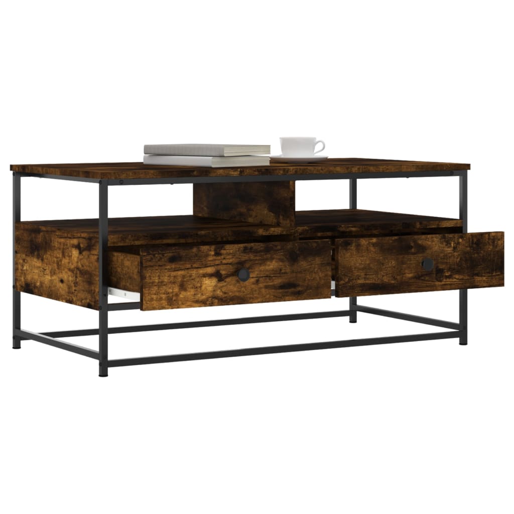 vidaXL Table basse chêne fumé 100x51x45 cm bois d'ingénierie