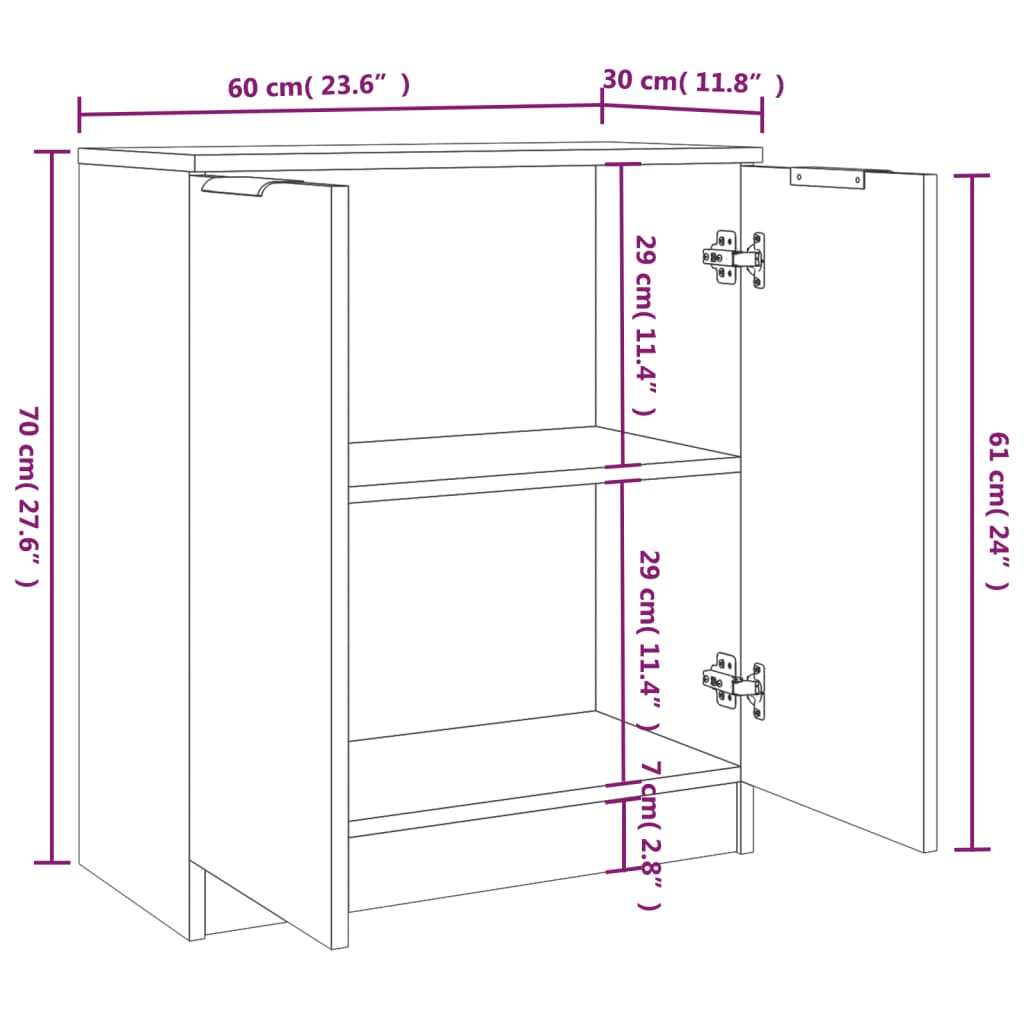 vidaXL Buffets 2 pcs Sonoma gris 60x30x70 cm Bois d'ingénierie