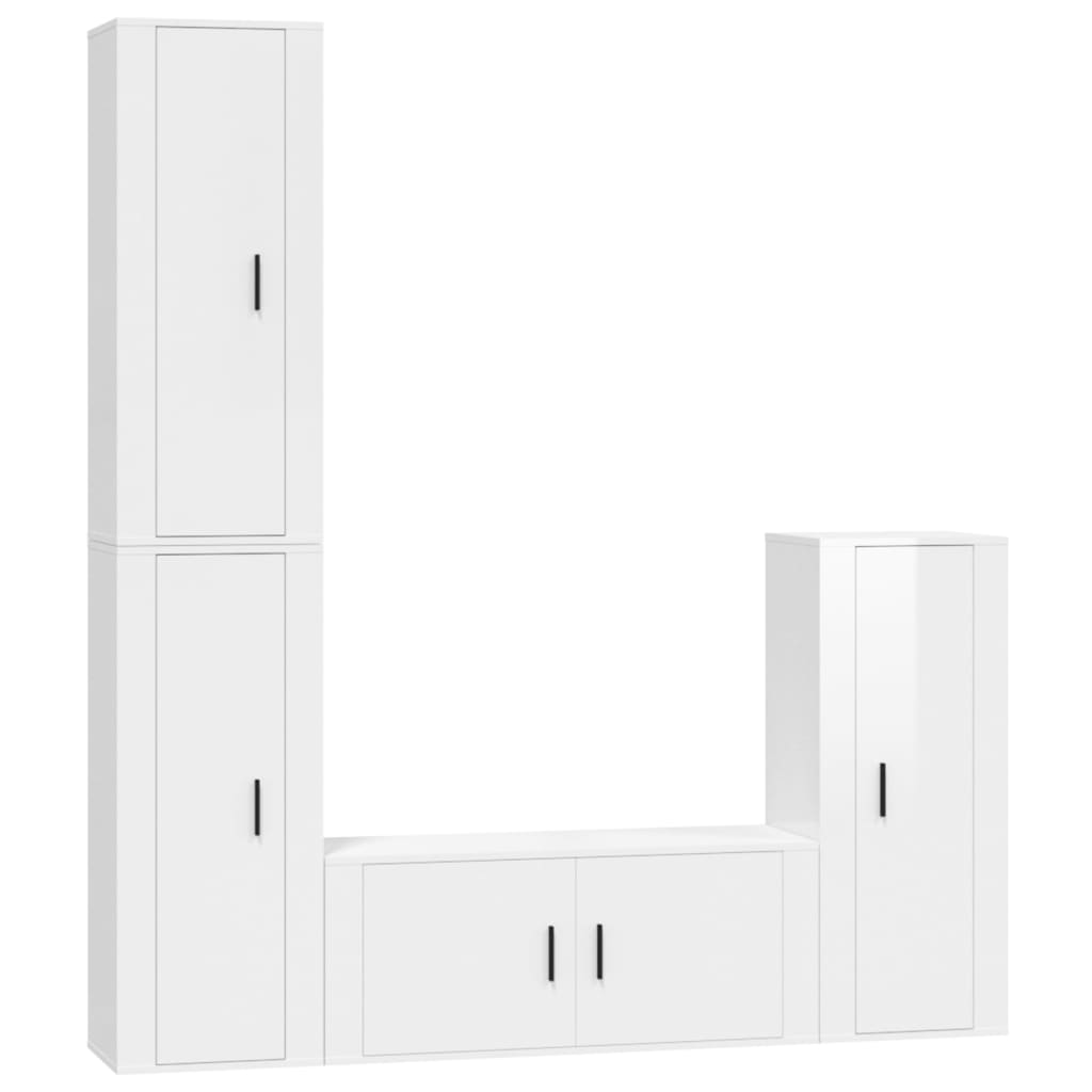 vidaXL Ensemble de meubles TV 4 pcs Blanc brillant Bois d'ingénierie