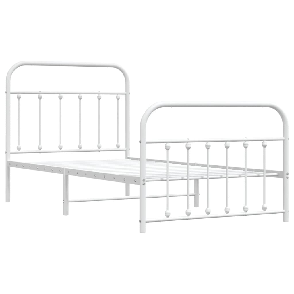 vidaXL Cadre de lit métal sans matelas et pied de lit blanc 100x190 cm