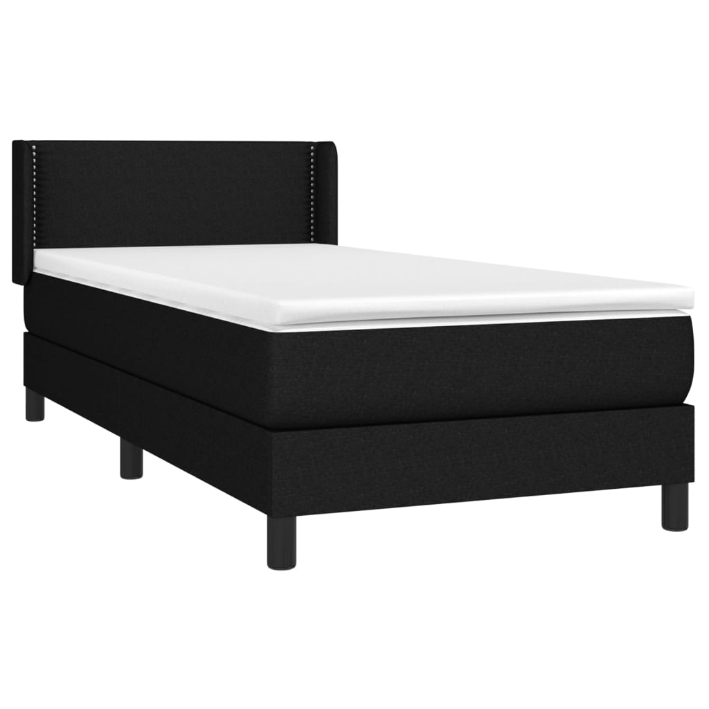 vidaXL Sommier à lattes de lit et matelas Noir 80x200 cm Tissu