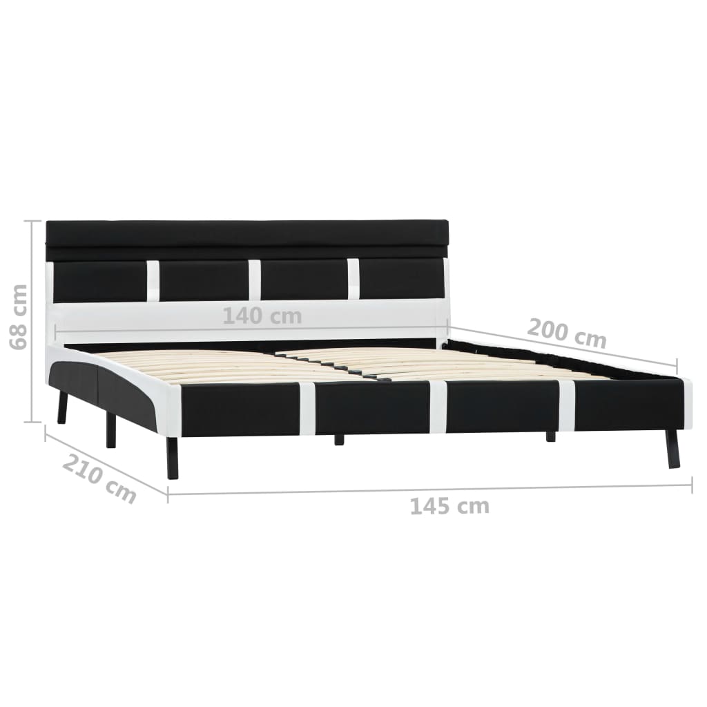 vidaXL Cadre de lit avec LED sans matelas noir 140x200 cm similicuir