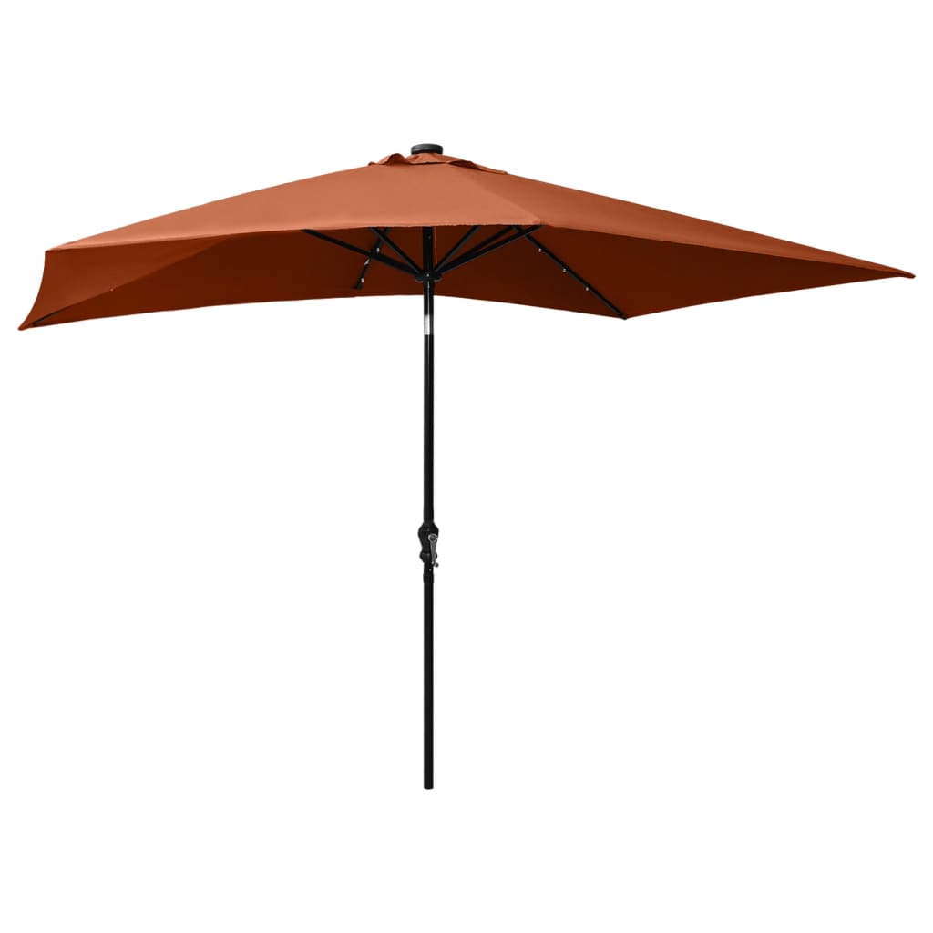 vidaXL Parasol de jardin avec LED et mât en acier terre cuite 2x3 m