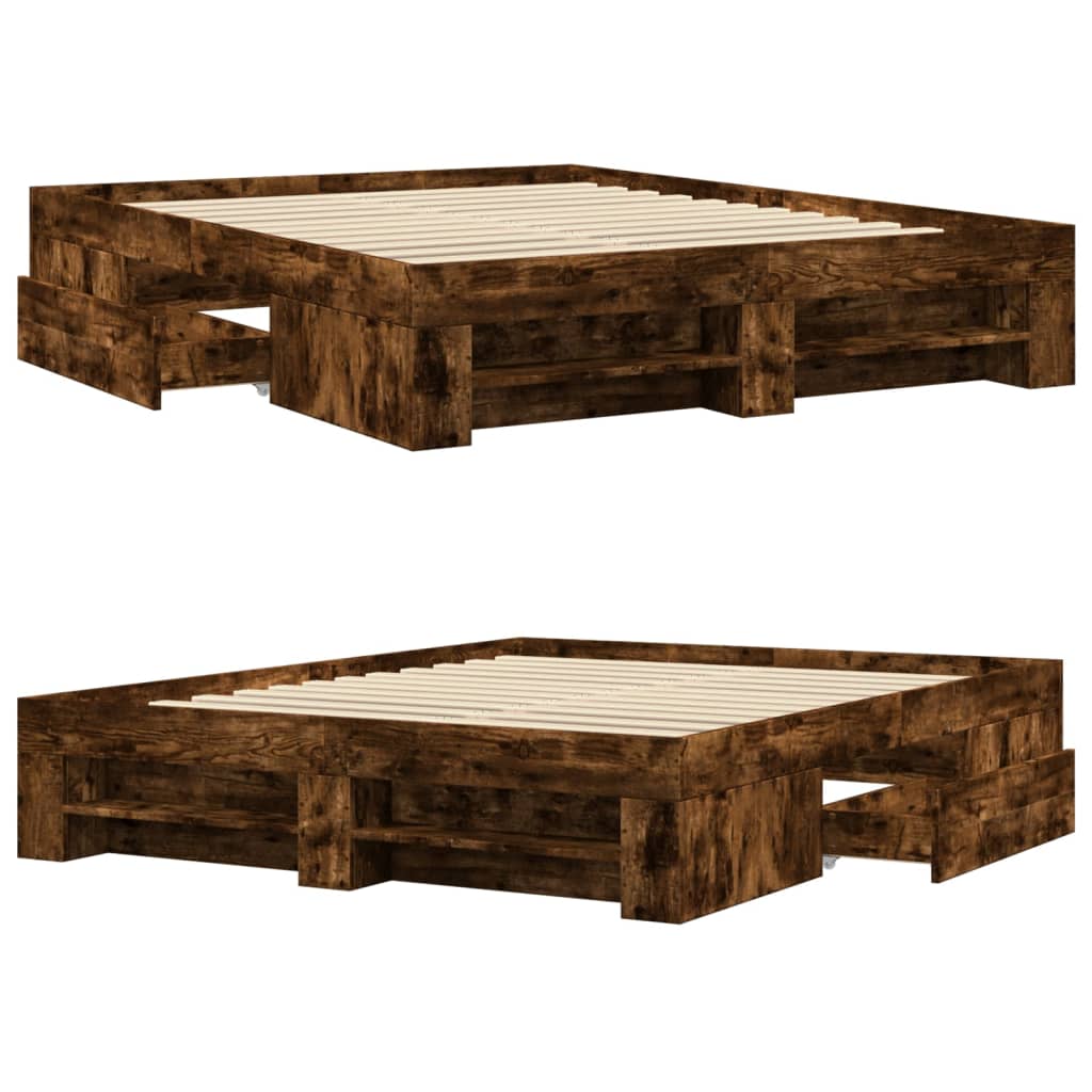 vidaXL Cadre de lit sans matelas chêne fumé 160x200 cm bois ingénierie