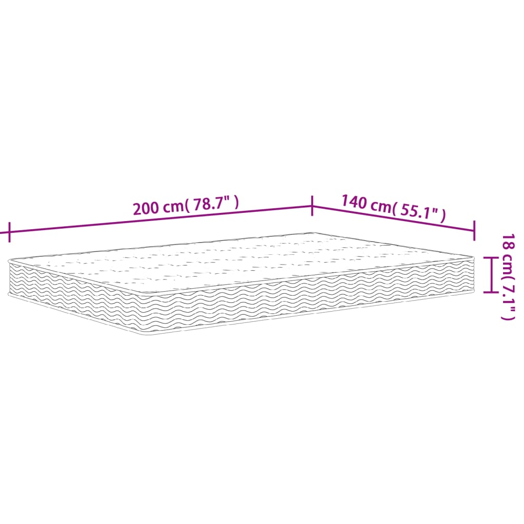 vidaXL Matelas à ressorts bonnell moyen 140x190 cm